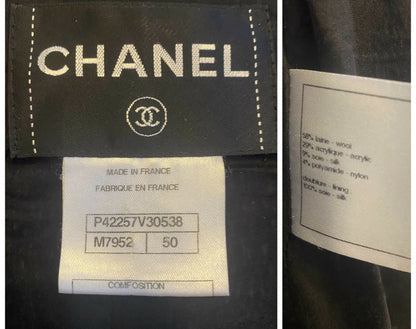 Chanel 11A Classic Black White Tweed Braided Trim Zip Up Jacket FR 50