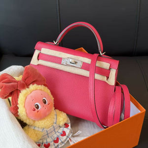 Hermès Mini Kelly 20 Rose Extrême (I6) Epsom Leather with Palladium Hardware