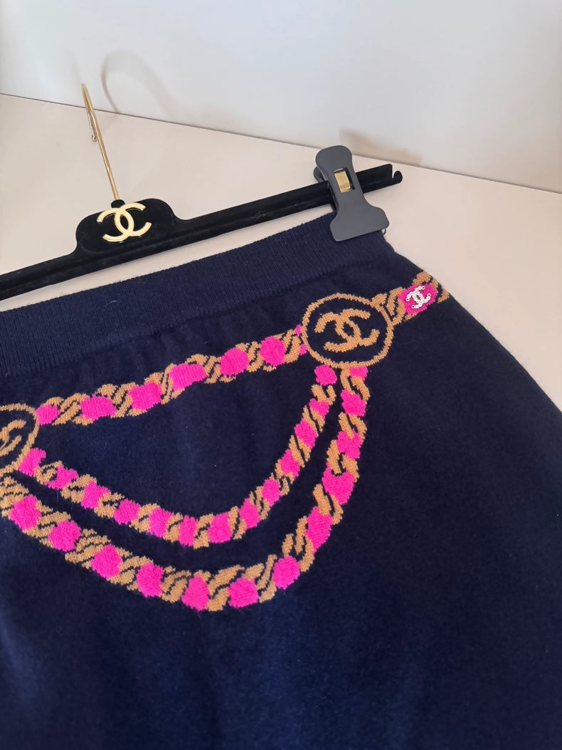 Chanel 23N Navy Blue Skirt