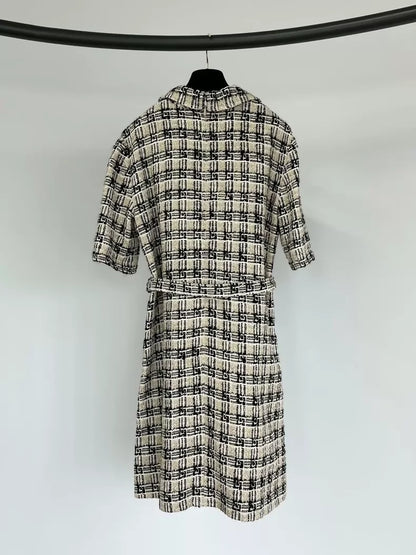 Gucci woven plaid tie-waist dress