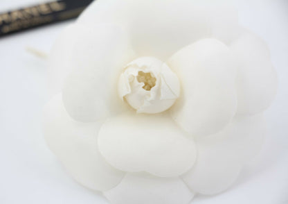Chanel Vintage 81-85 Silk Small Size White Camellia Brooch