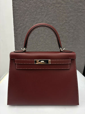 Hermès Kelly 28 Sellier "Miss You" Rouge H (55) Epsom Leather with Contrast Stitching and Palladium Hardware