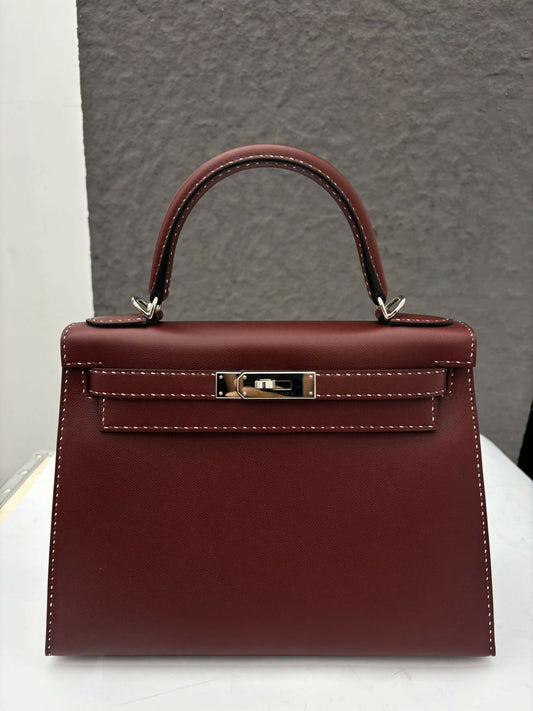 Hermès Kelly 28 Sellier "Miss You" Rouge H (55) Epsom Leather With Contrast Stitching And Palladium Hardware
