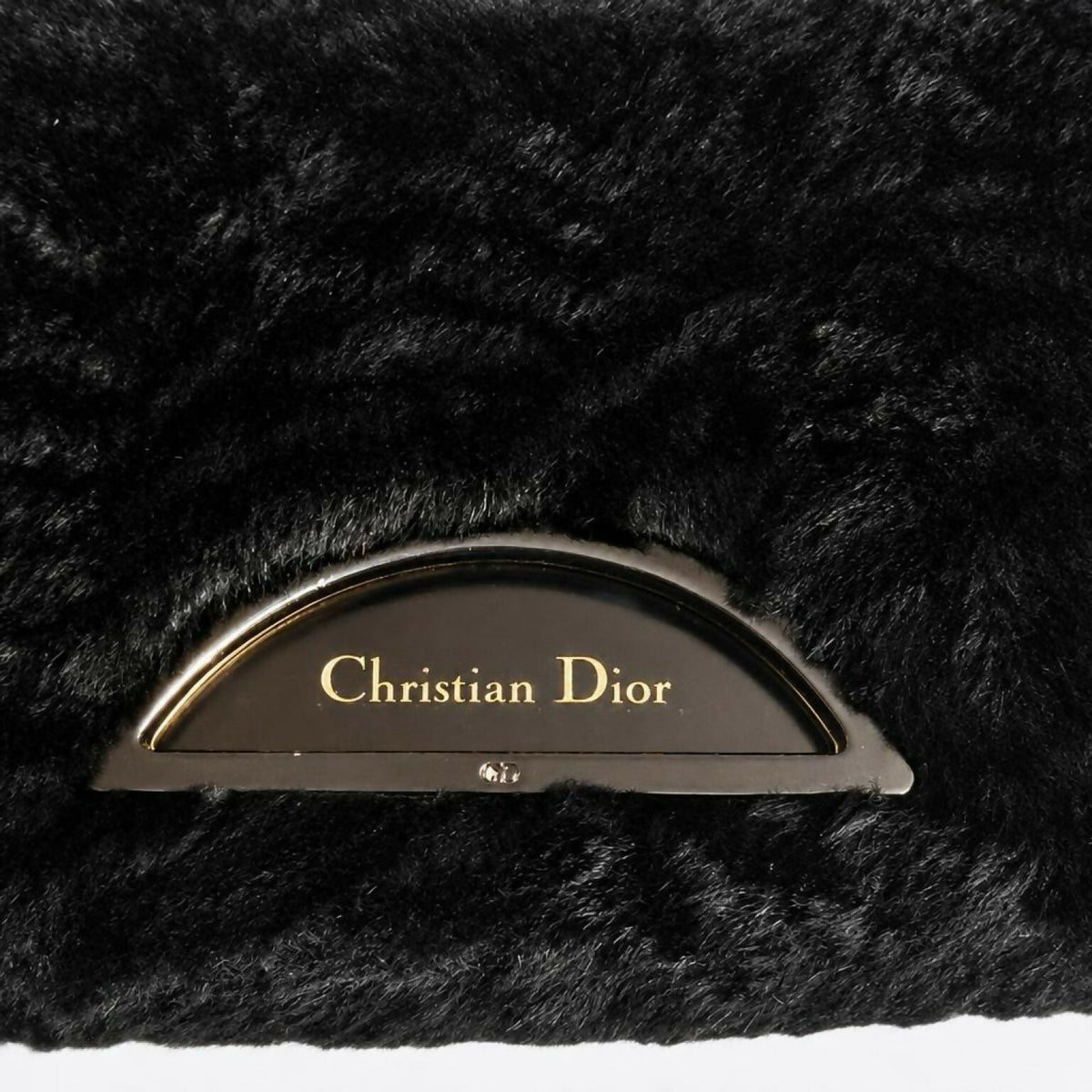 CHRISTIAN DIOR 2000 BLACK GOLD ASTRAKHAN FUR MALICE BAG GHW