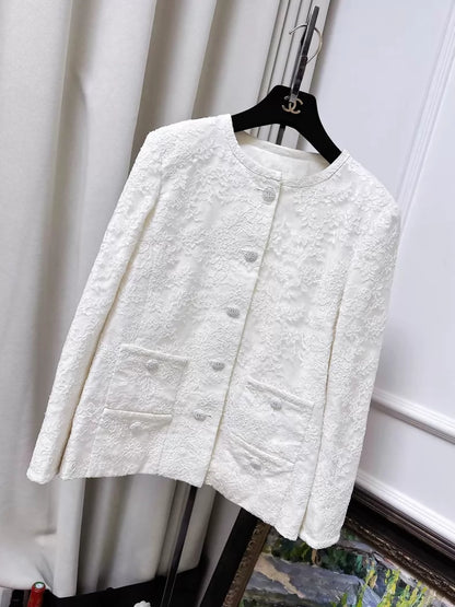 Chanel 20C White Floral Lace Jacket