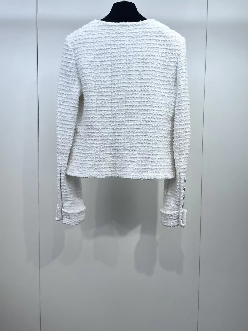 Chanel 22C white tweed jacket