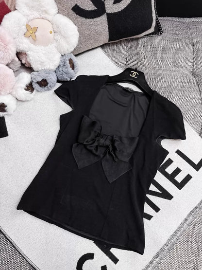 Chanel 23s black bow top