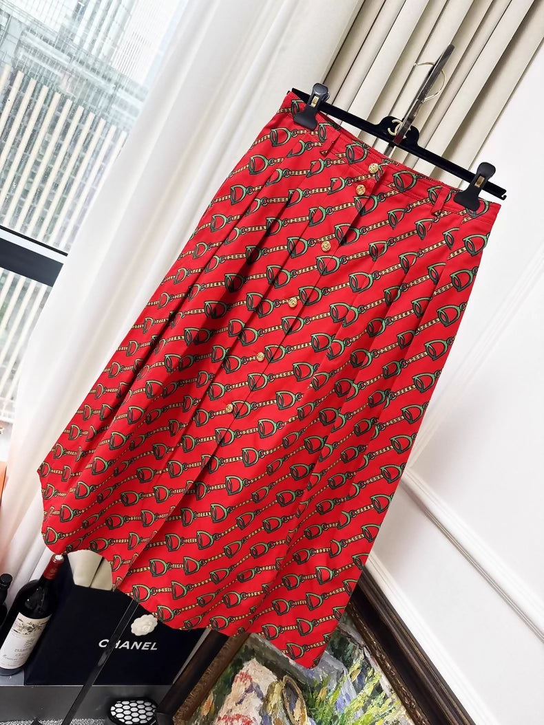 Gucci red print skirt