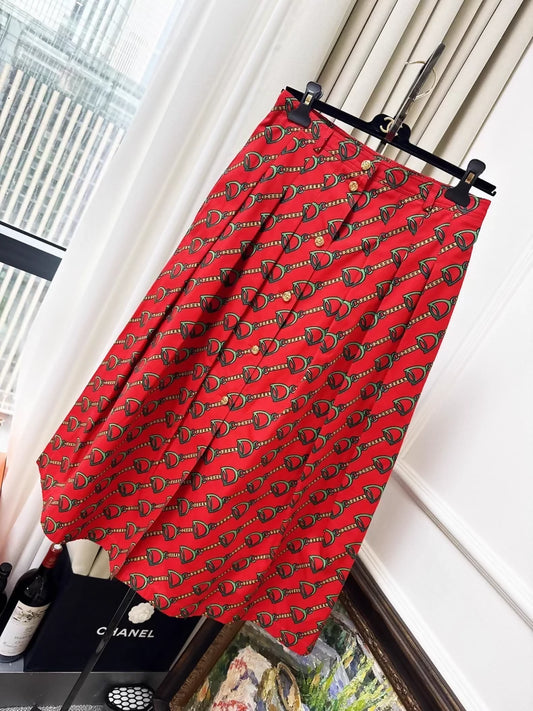 Gucci red print skirt