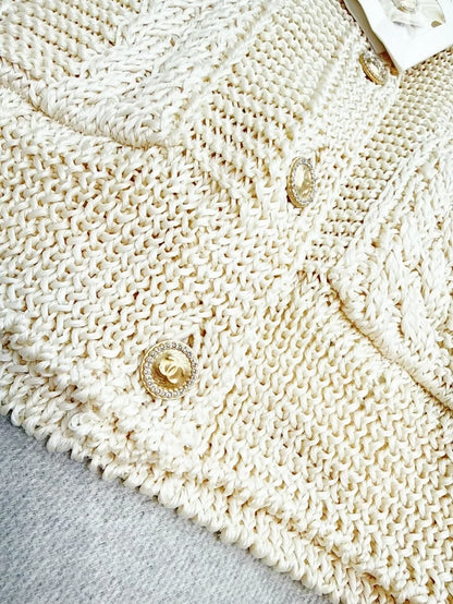Chanel 26C off-white knit cardigan,