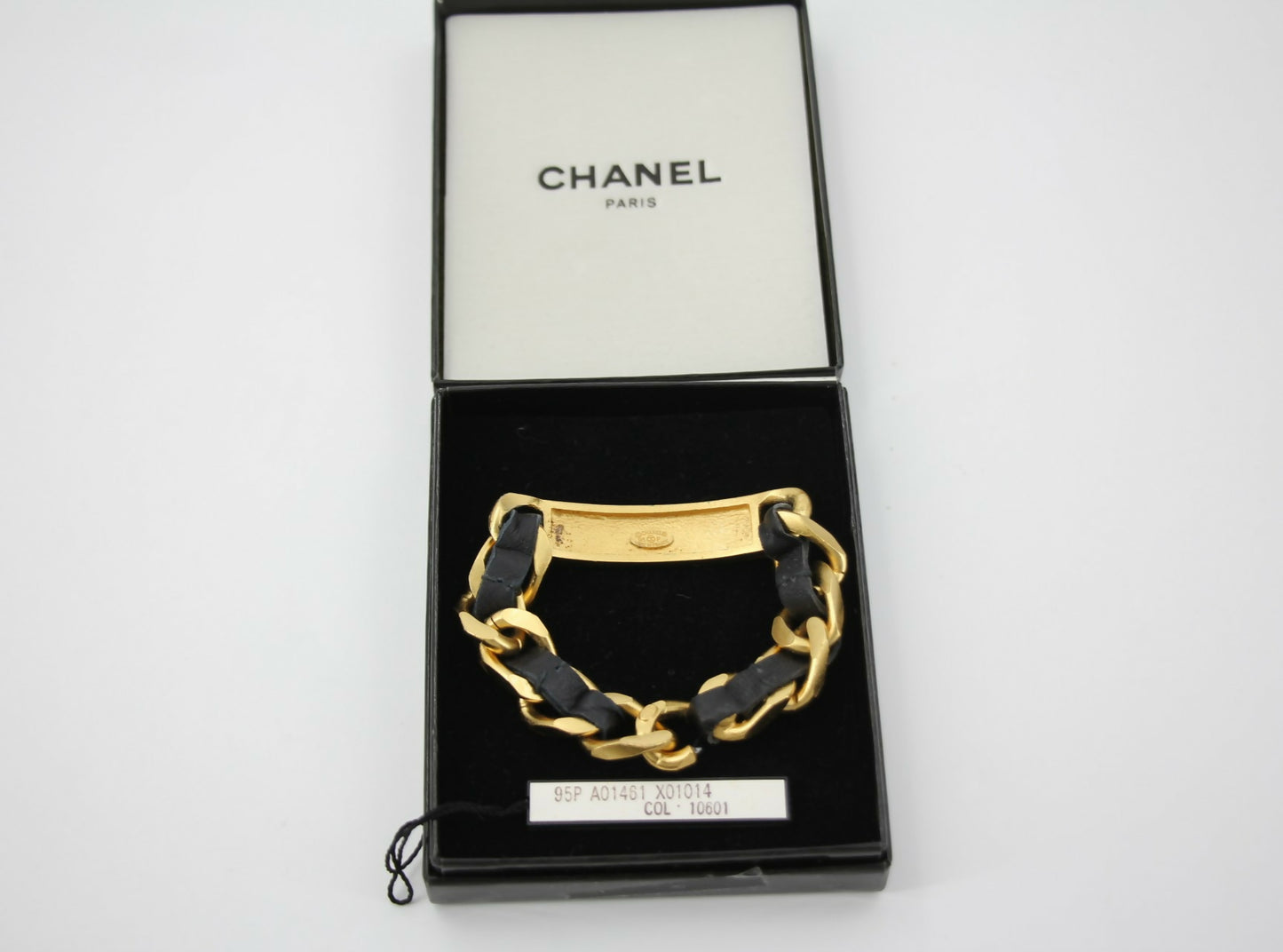 Chanel Vintage 95P Gold-plated Leather Bracelet