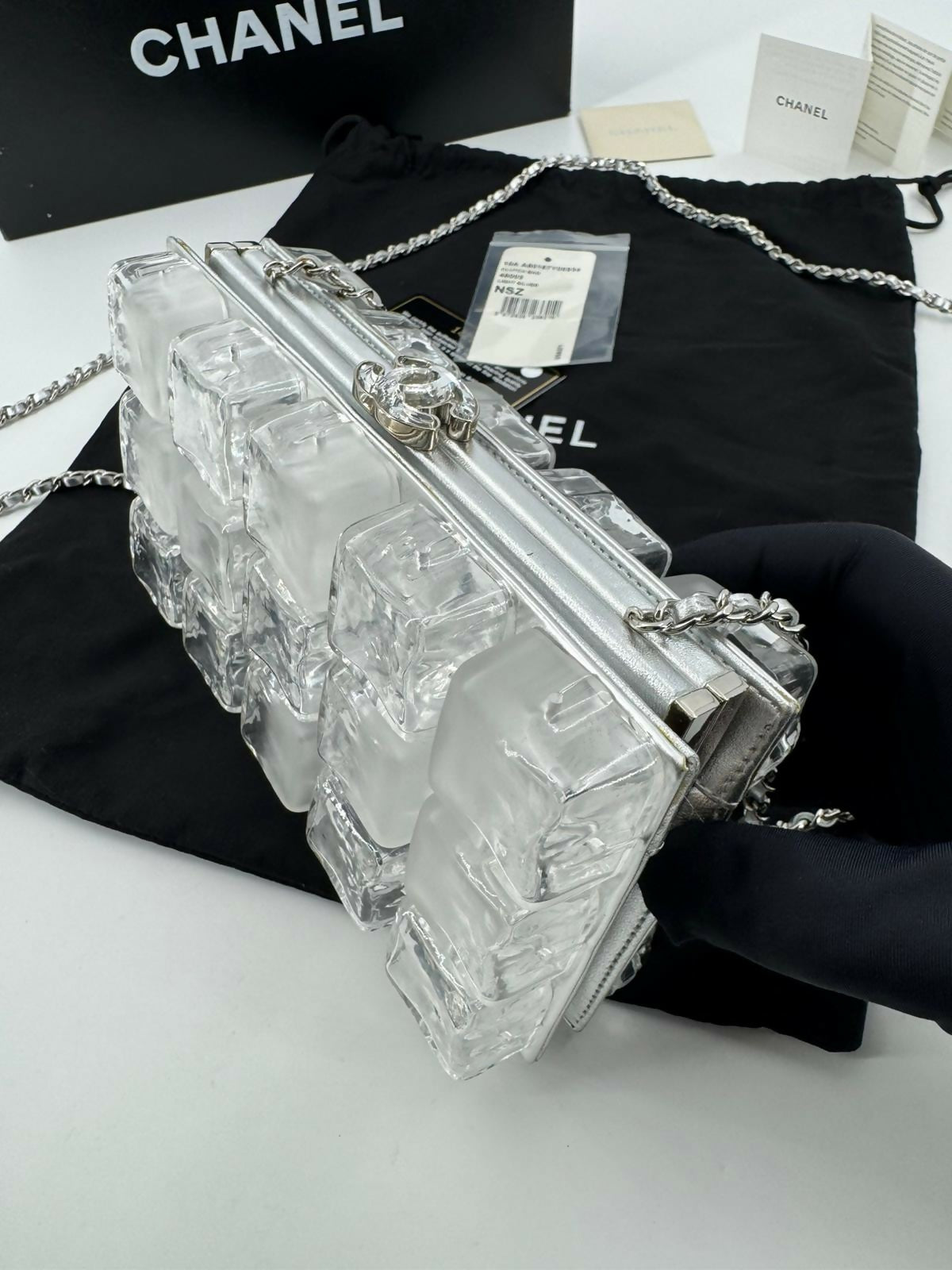 Chanel 2010 Plexiglass Ice Cube Sliver Clutch Bag