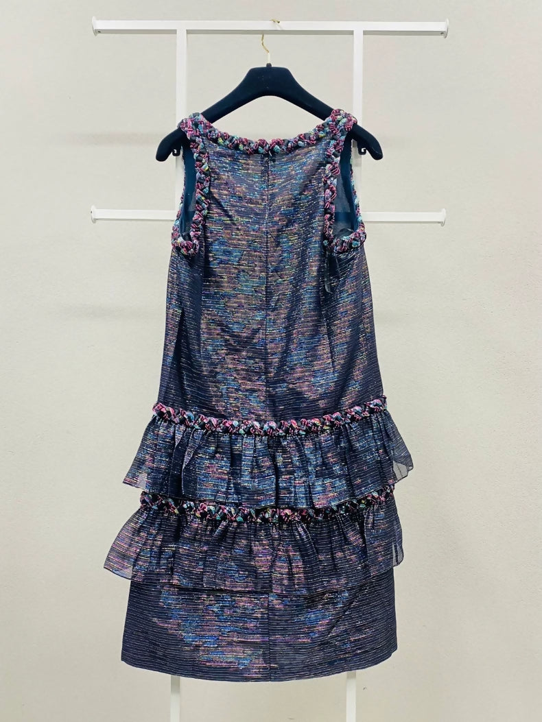 Chanel 21C Blue-Purple Tweed Dress