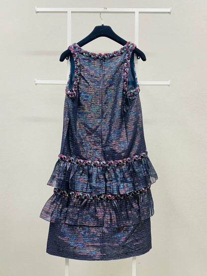 Chanel 21C Blue-Purple Tweed Dress