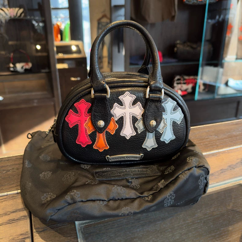 Chrome Hearts Cross Patch Bowling Bag Calfskin black / Multicolour