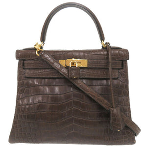 Hermes Kelly 28 Sellier Niloticus Matte Gris Elephant Gold Hardware