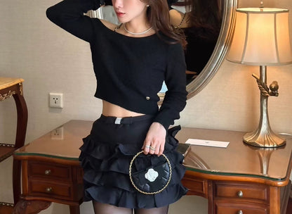 Chanel 23B black cashmere top