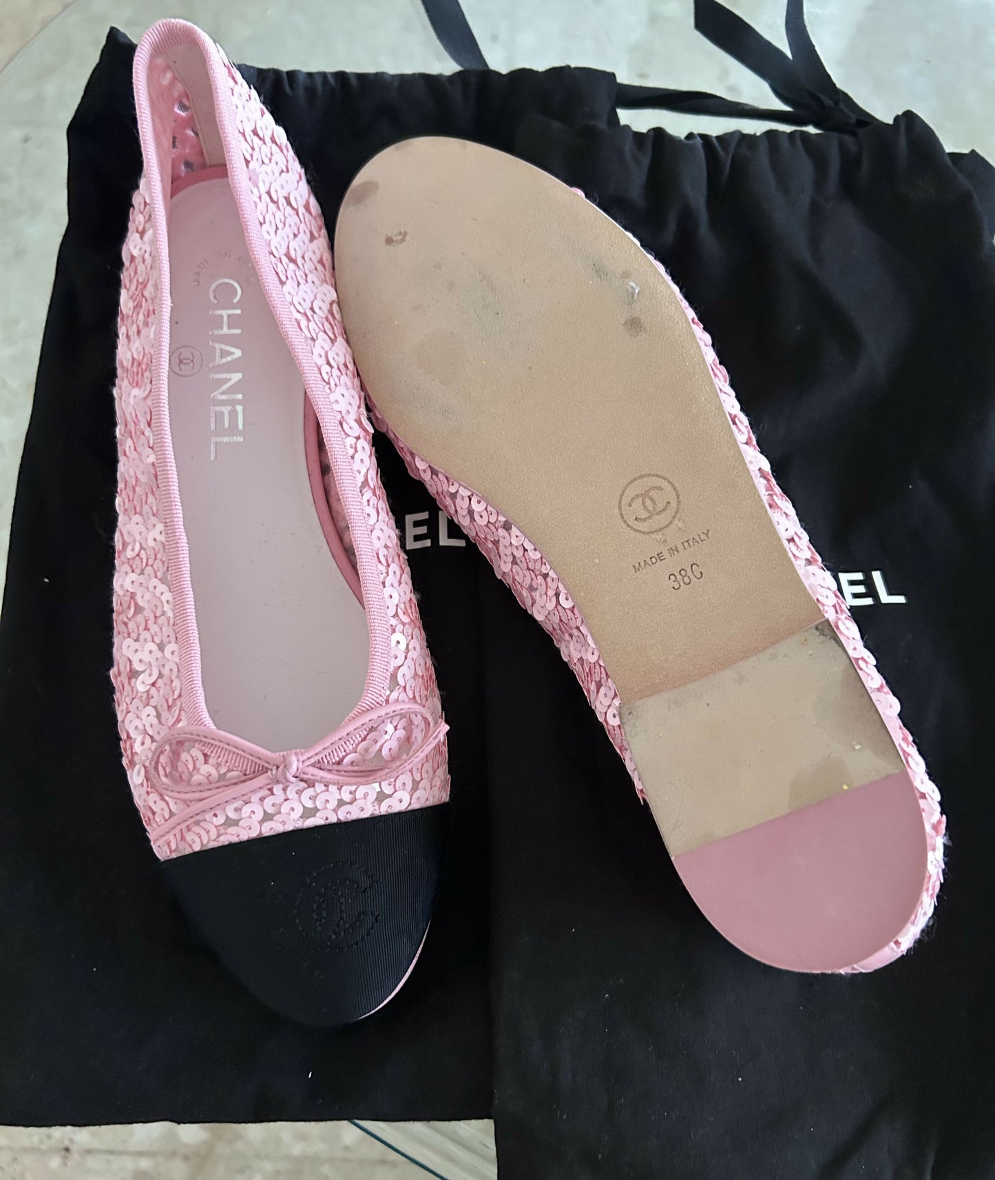 Chanel pink ballerina flats