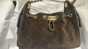 Chanel 25 bag mini brown suede