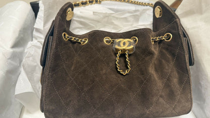 Chanel 25 bag mini brown suede