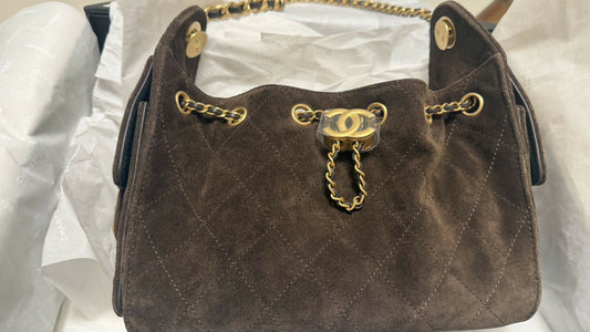 Chanel 25 bag mini brown suede
