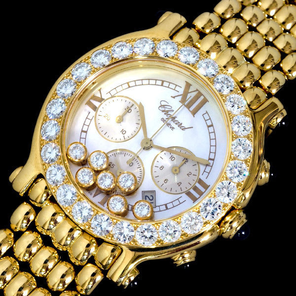 Chopard Happy Sport Diamond 18K Solid Gold Celebrity Men's Quartz Watch (Rare)