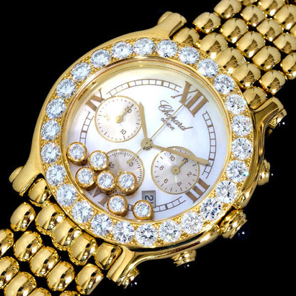 Chopard Happy Sport Diamond 18K Solid Gold Celebrity Men's Quartz Watch (Rare)