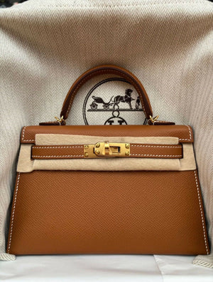 Hermès Mini Kelly II Gold Epsom Leather with Gold Hardware G Stamp