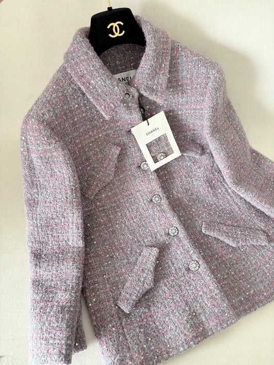 Chanel 24K purple tweed sequined jacket