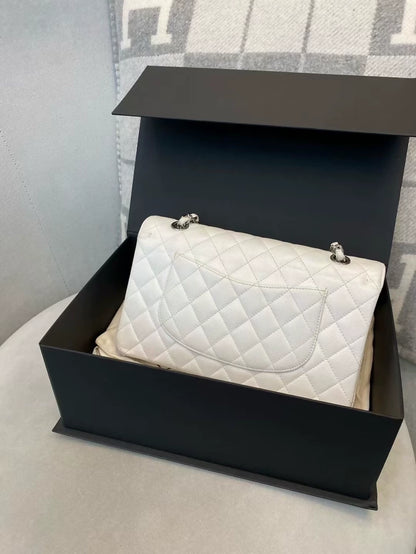 Chanel CF white leather medium size