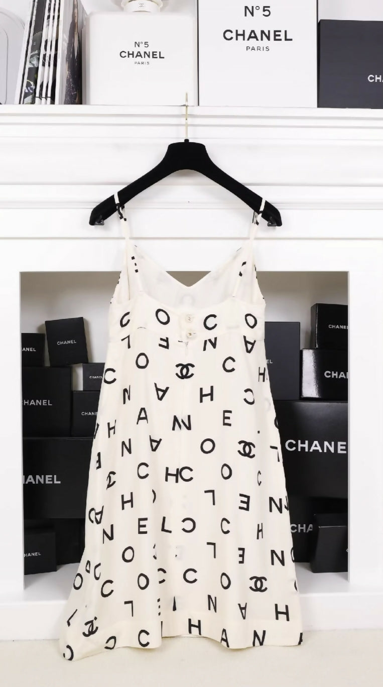 Chanel 1997 black and white silk dress