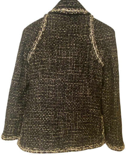 Chanel 17A Space Station Black White Ecru Metallic Fantasy Tweed Jacket FR 38