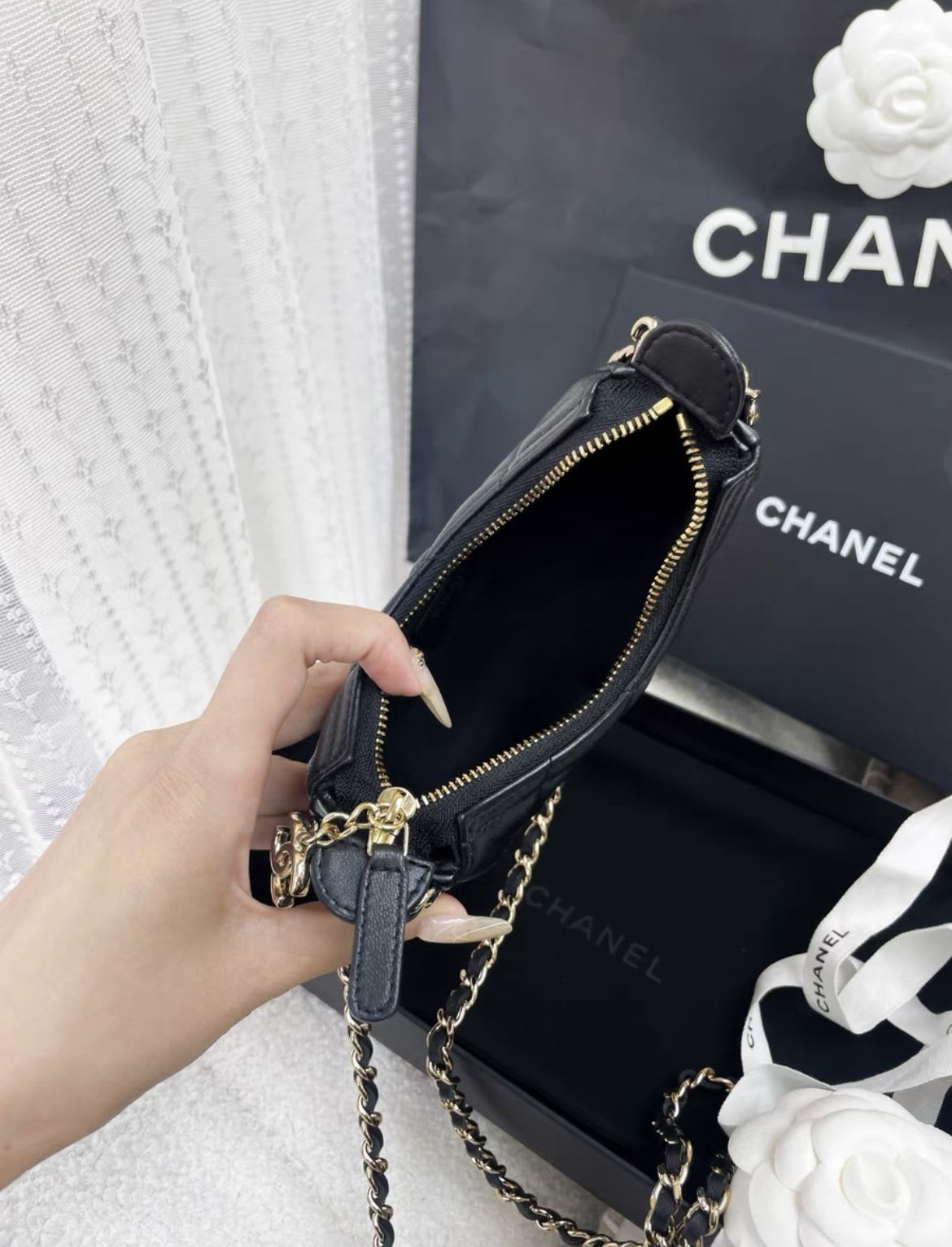 Chanel 23 black gold mini moon bag – Wararni.com
