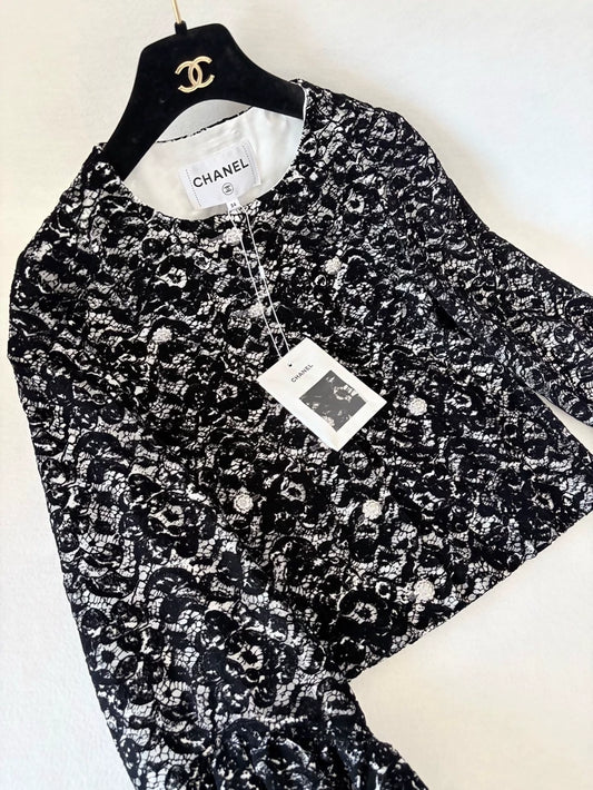 Chanel 25A Black Lace Jacket