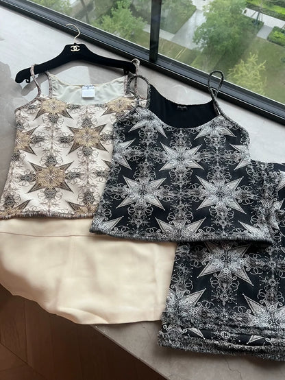 Chanel 06P black Gold Baroque top 
skirt set