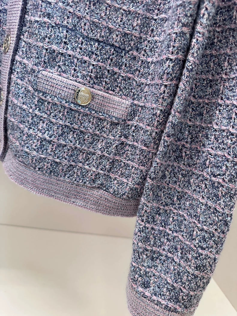 Chanel 25B Purple Knit Cardigan