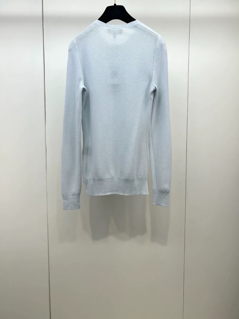 Loropiana light blue cashmere knit sweater