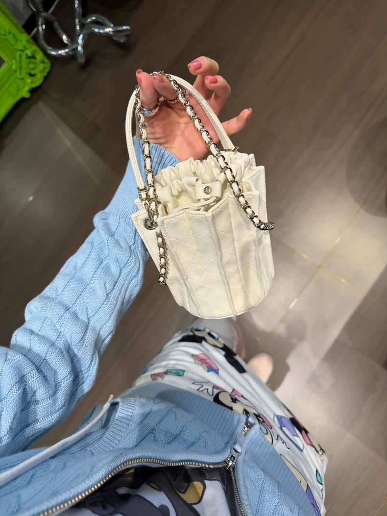 Chanel 25A mini pleated bucket bag