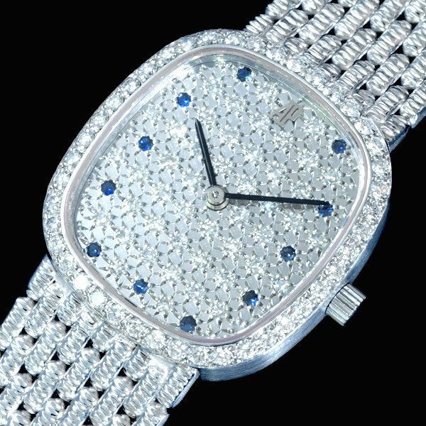 Audemars Piguet C4354 Genuine Diamond Sapphire 18K White Gold Solid Celebrity Lady Manual Wind Watch