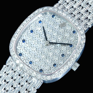 Audemars Piguet C4354 Genuine Diamond Sapphire 18K White Gold Solid Celebrity Lady Manual Wind Watch