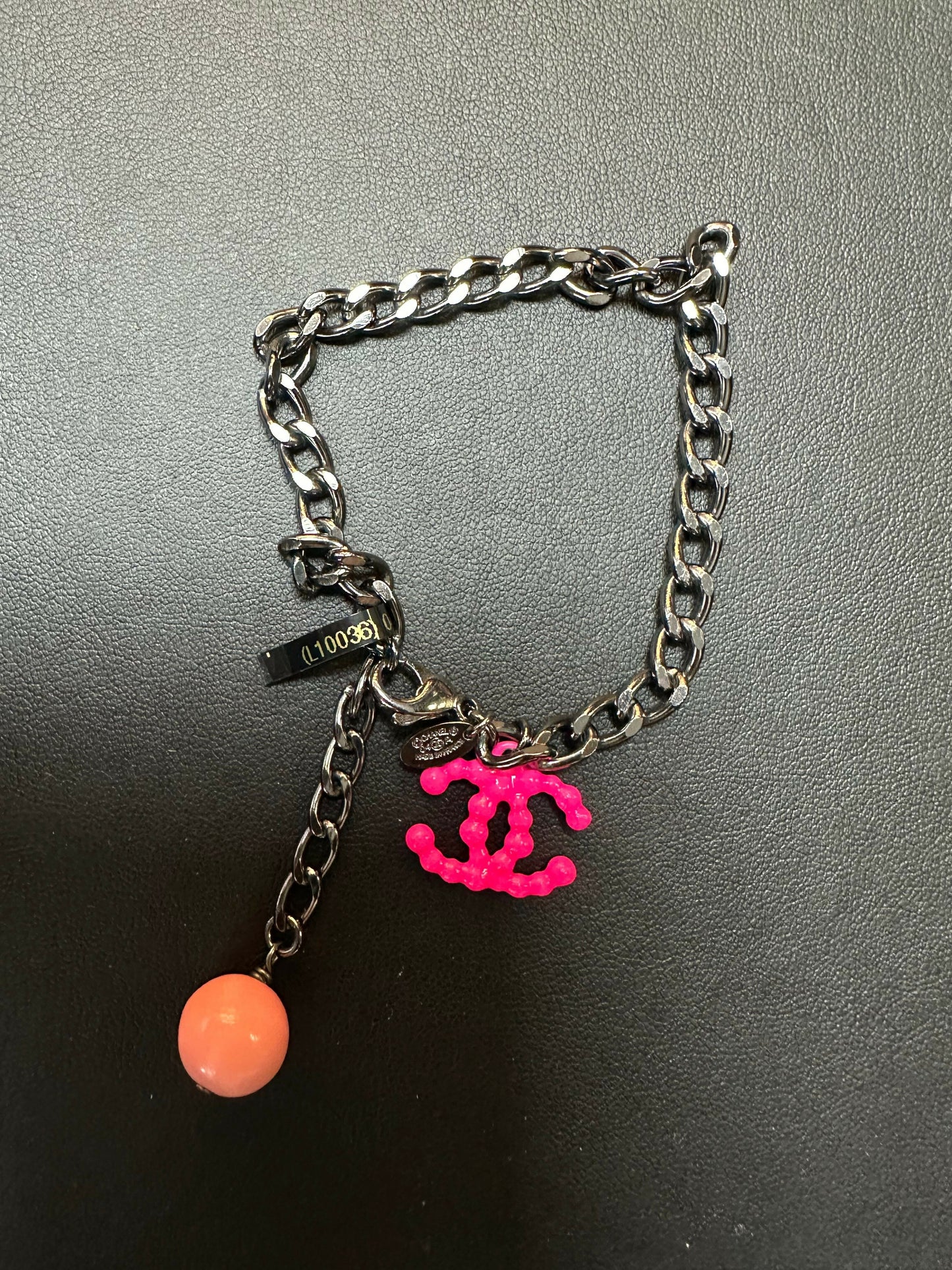 Chanel Vintage 2004 Metal & Resin Peach Pink CC Bracelet