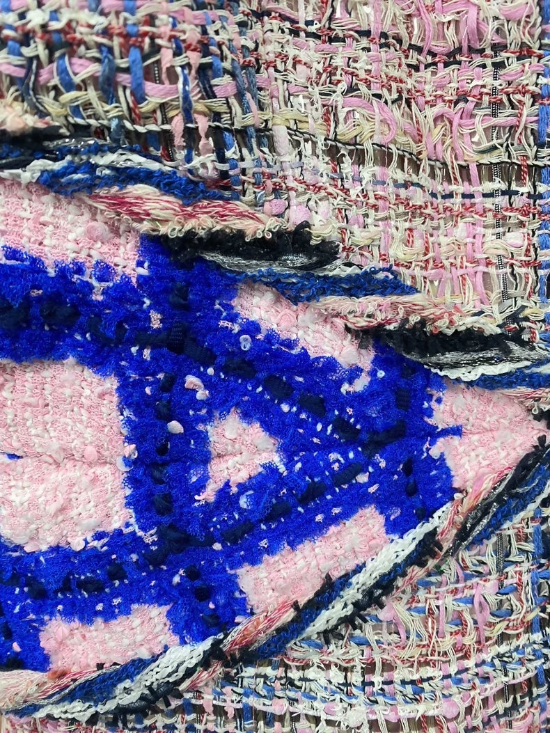 Chanel 18S Pink White and Blue Tweed Woven Long Dress
