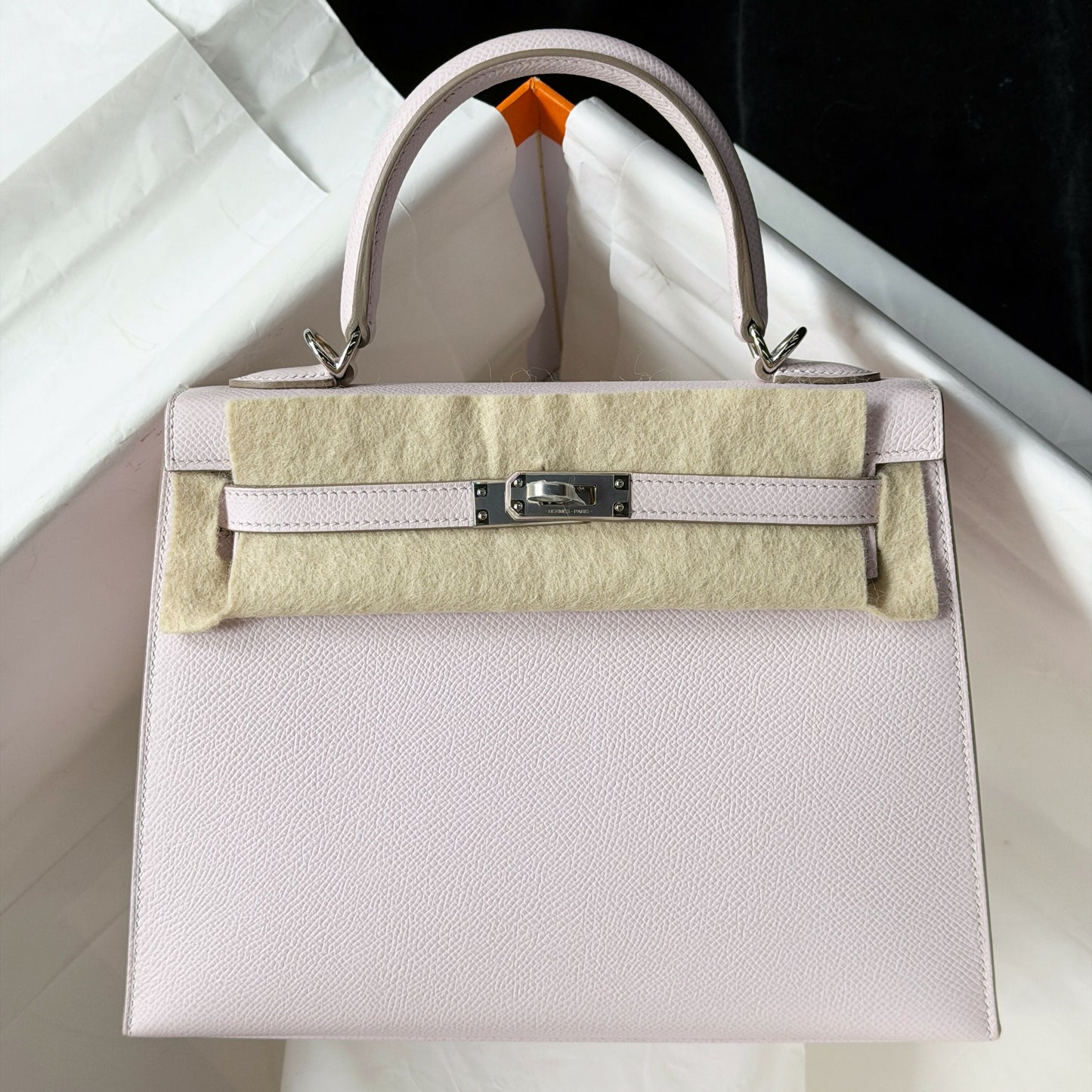 Hermès Kelly Sellier 25 Mauve Sylvestre Epsom with Palladium Hardware