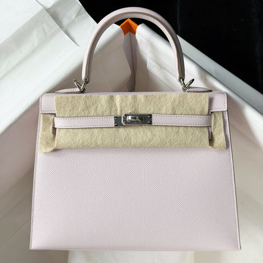 Hermès Kelly Sellier 25 Mauve Sylvestre Epsom with Palladium Hardware