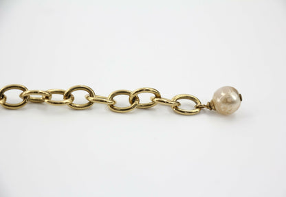 Chanel Vintage 06P Gripoix Green Flower Pendant Gold-Tone Necklace