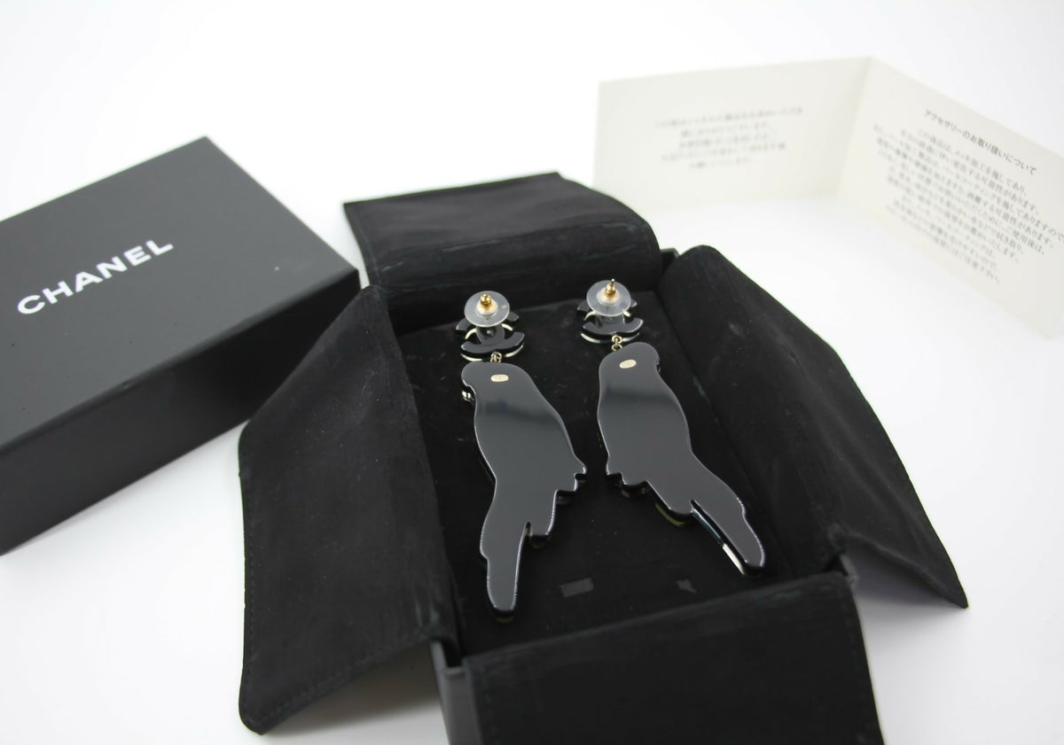 Chanel 17C Resin Cruise Collection Parrot-Motif Stud Earrings