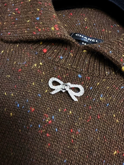 Chanel Brown Polka Dot Knit Vest