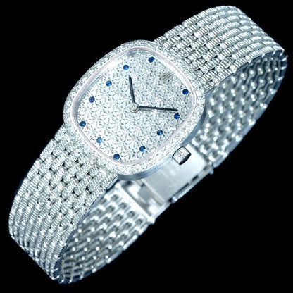 Audemars Piguet C4354 Genuine Diamond Sapphire 18K White Gold Solid Celebrity Lady Manual Wind Watch
