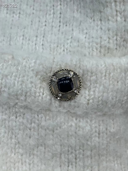 Chanel 25N ecru half-zip knit sweater