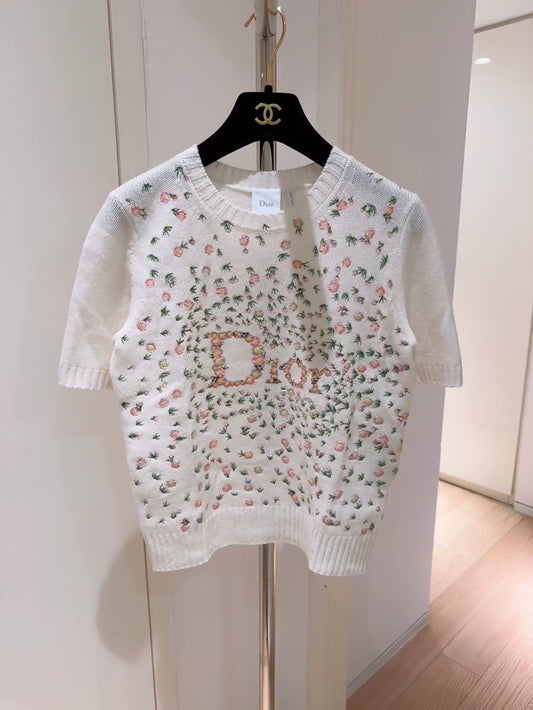 Christian Dior cashmere knit short-sleeved top